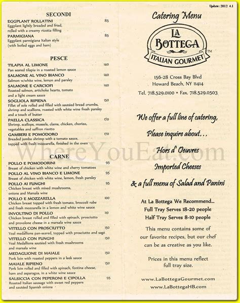 bottega menu.